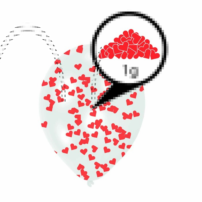 Latexballons Konfetti-Herzen 27,5 cm 6 Stück rot
