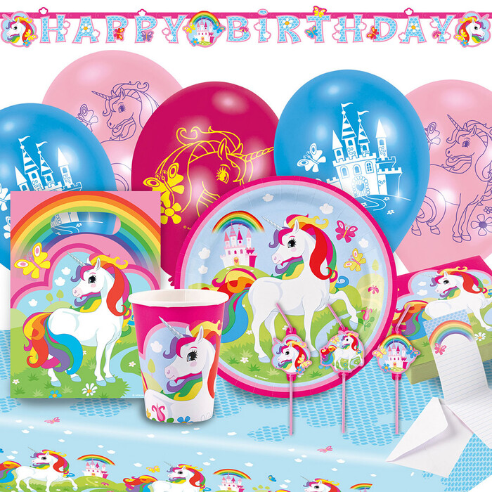 Party-Set Einhorn 60-teilig mehrfarbig