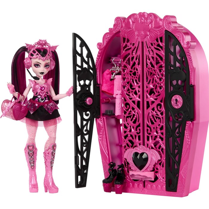 Monster High Skulltimate Secrets Puppen- und Accessoire-Set Monster Mysteries Draculaura mit Kleiderschrank rosa