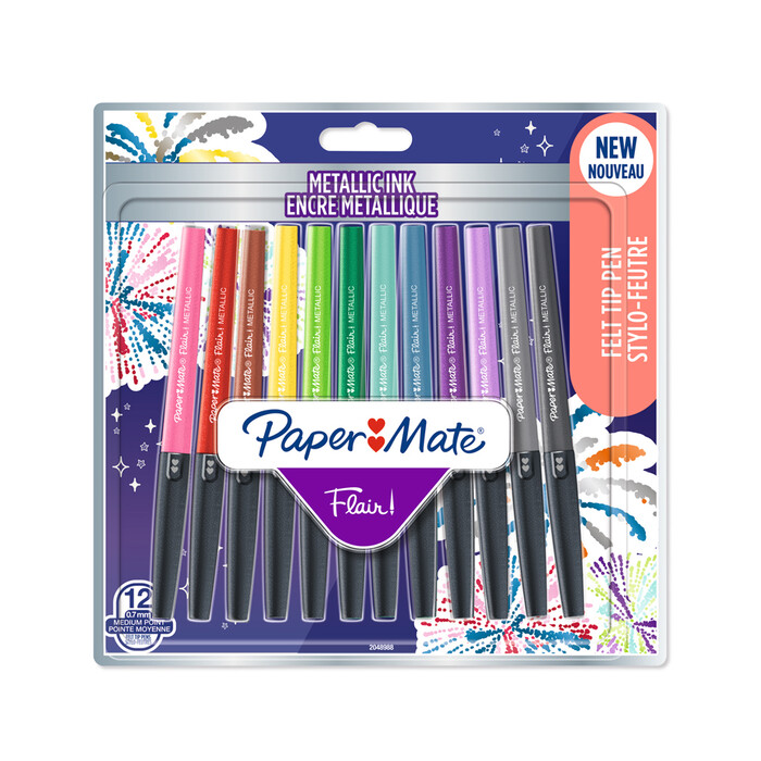 PAPER MATE Flair Metallic Stifte 12 Stück mehrere Farben