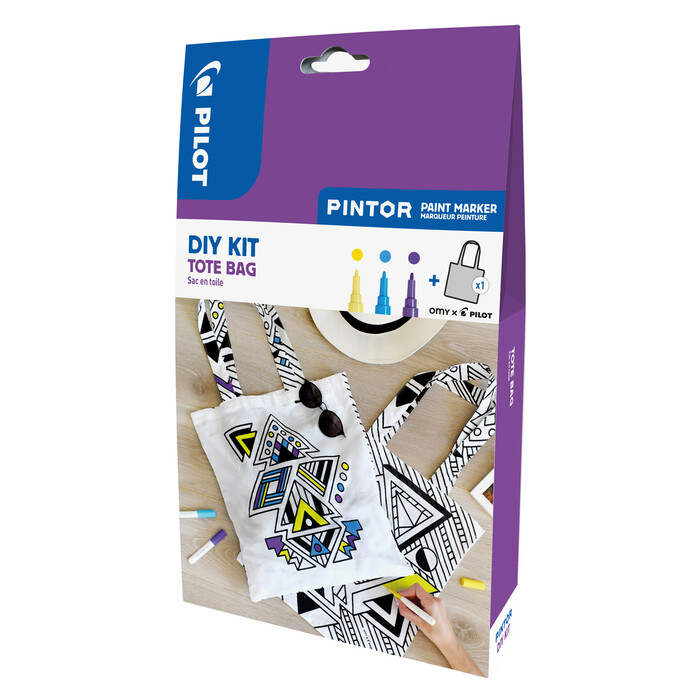 PILOT Pintor DIY-Set Tasche zum Bemalen inkl. 3 Stifte