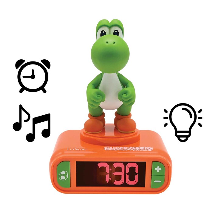 LEXIBOOK Wecker Super Mario Yoshi mit LCD-Anzeige grün/orange