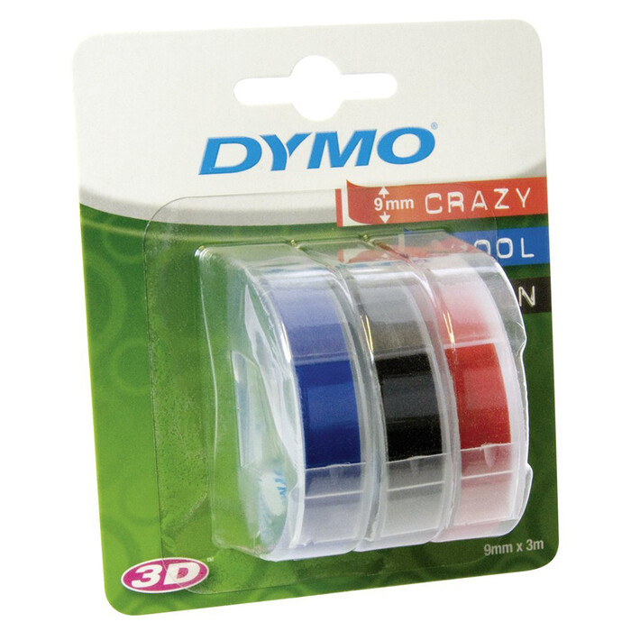 Dymo Letra Tag Beschriftungsband, 3 Stück, rot/schwarz/blau