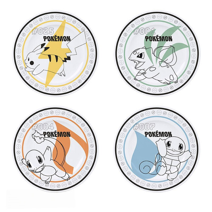 Teller-Set Pokémon 4 Stück bunt