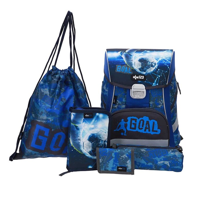 ABC Schultaschen-Set Fußball 5-teilig 22 l blau