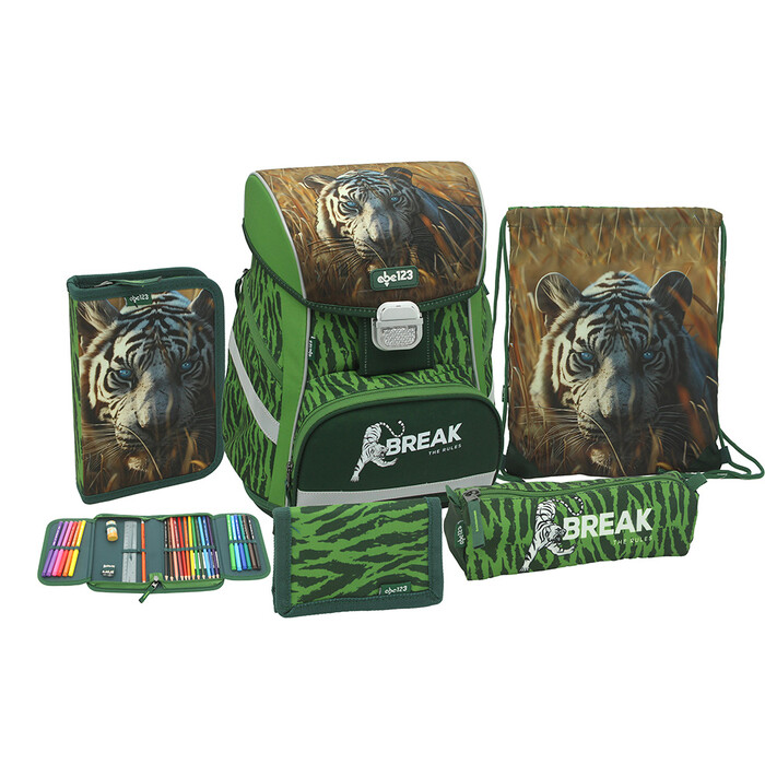 Schultaschen-Set ABC123 Ergo Tiger 5-teilig bunt