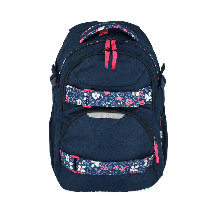 Rucksack Vinero Fresh Blumen jeansblau/rosa