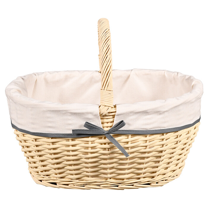 Einkaufskorb mit Textilfutter 45 x 33 x 37 cm creme/weiß