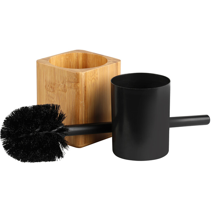 WC-Bürste mit Halter und Abtropfschale schwarz/braun