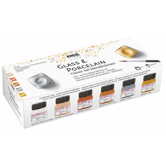 KREUL Glass & Porcelain Classic Metallicfarben Set 6 x 20 ml