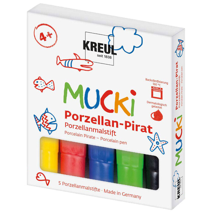 KREUL Mucki Porzellanmalstifte Porzellan-Pirat 5 Stück mehrere Farben