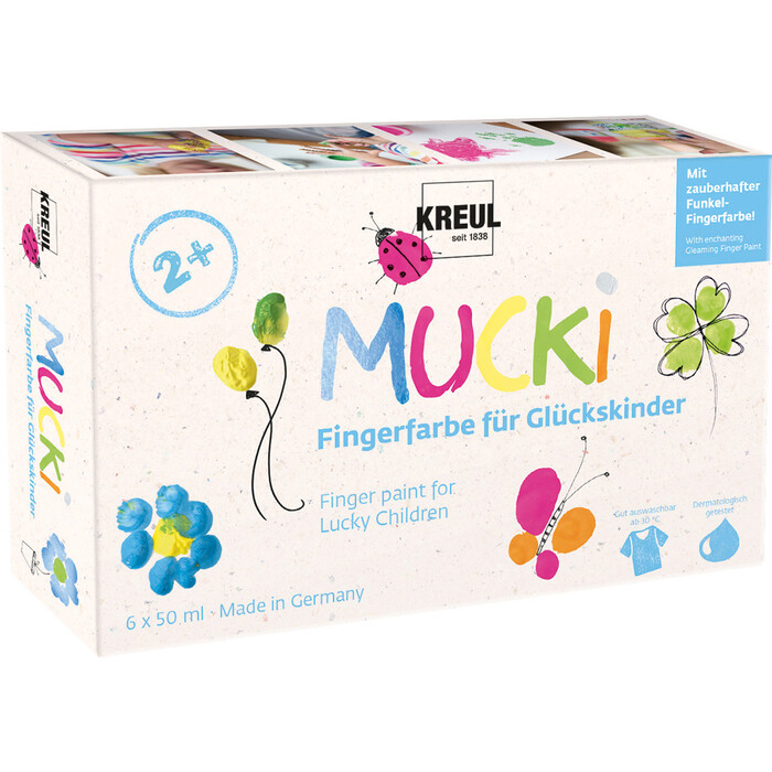 KREUL Mucki Fingerfarbenset für Glückskinder 6 x 50 ml mehrere Farben
