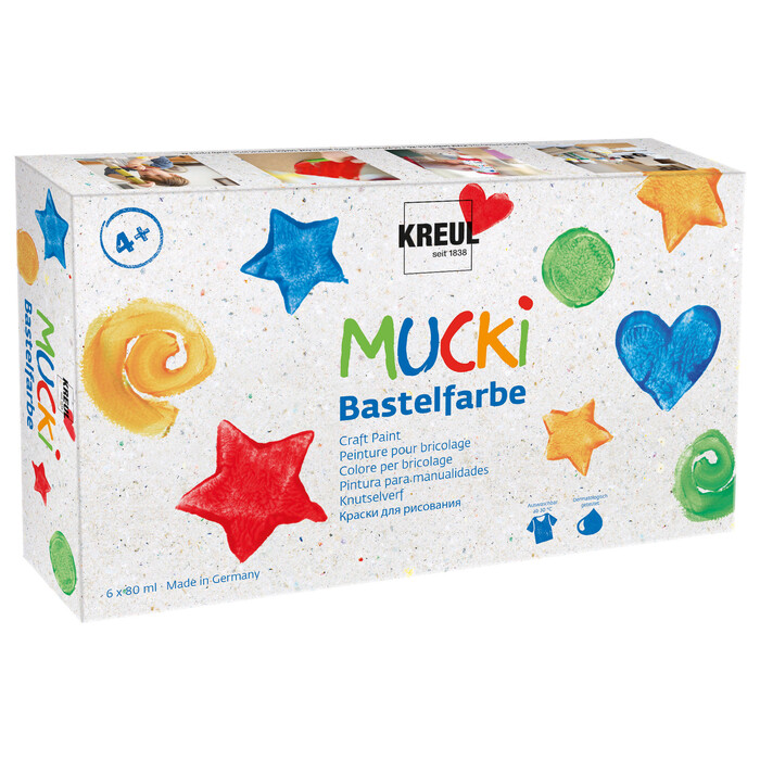 MUCKI Bastelfarben-Set 6 x 80 ml