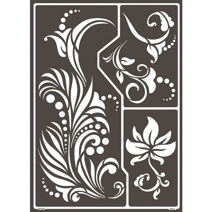 KREUL Designschablone Fantastic Flowers A3 selbstklebend schwarz