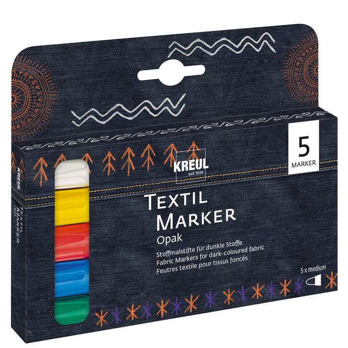 KREUL Textil Marker Opak medium 5er Set