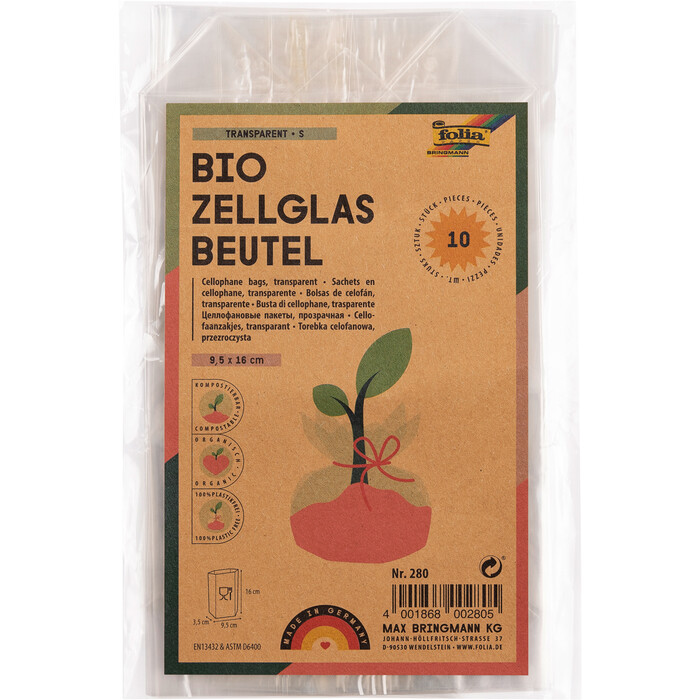 FOLIA Cellobeutel 9,5 x 16 cm 10 Stück transparent