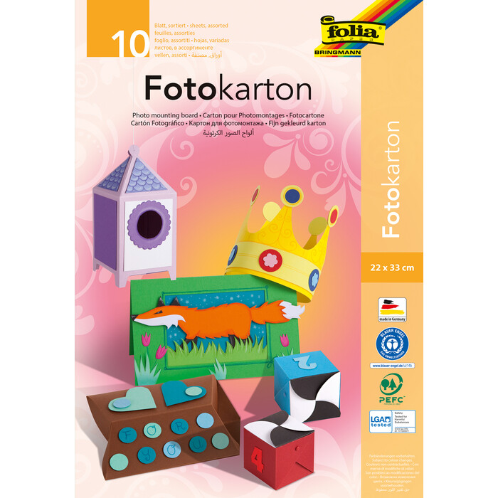 FOLIA Fotokarton 10 Bögen mehrere Farben