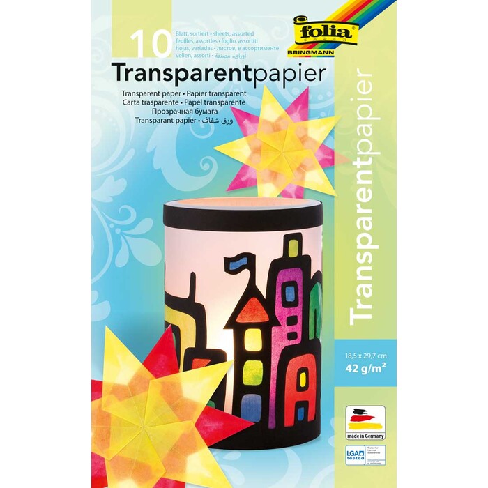 FOLIA Transparentpapier 18,5 x 29,7 cm 10 Blatt mehrere Farben