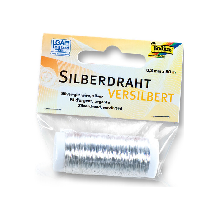 FOLIA Silberdraht 0,3 mm x 80 m versilbert