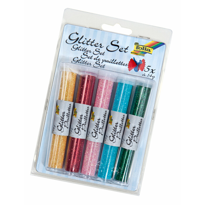 FOLIA Glitterpulver 5 Tuben à 14 g mehrere Farben