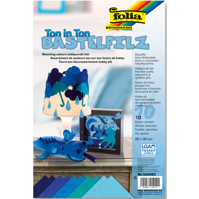 FOLIA Bastelfilz Ton in Ton 10 Bögen 20 x 30 cm blau