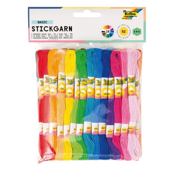 FOLIA Stickgarn-Set 52 Docken mehrere Farben