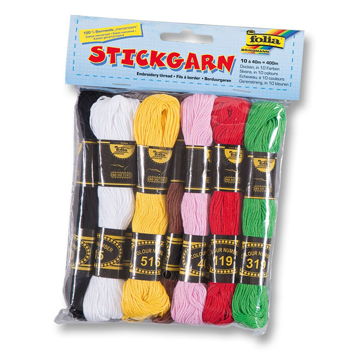 FOLIA Stickgarn 10 Docken mehrere Farben