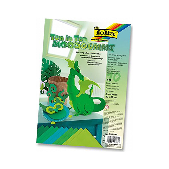 FOLIA Moosgummi Ton in Ton 10 Bögen 20 x 29 cm grün