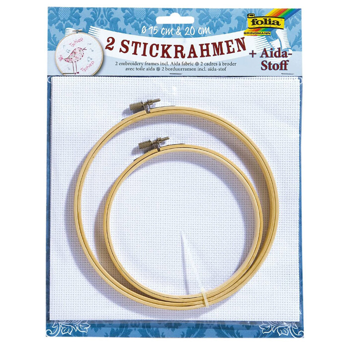 FOLIA Stickrahmen-Set inkl. Aida-Stoff aus Baumwolle