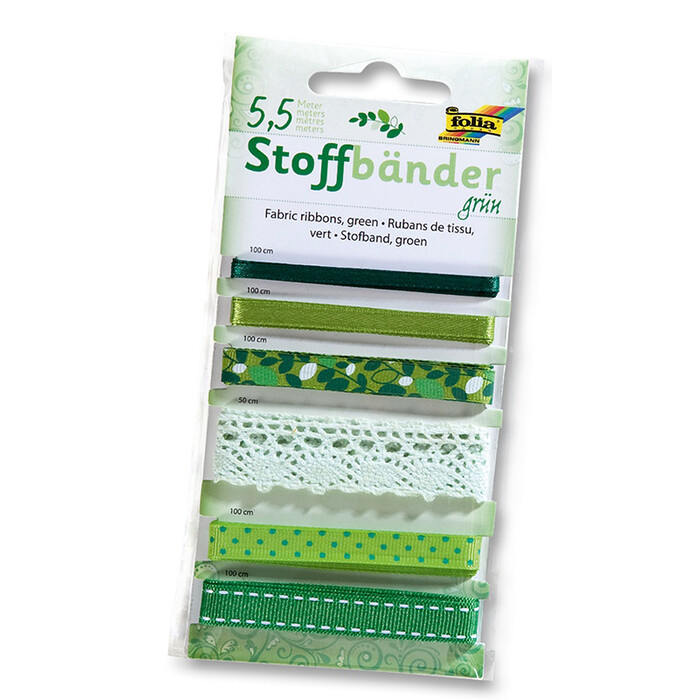 FOLIA Stoffbänder 6 Stück grün