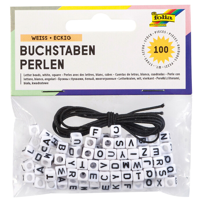 FOLIA Buchstaben-Perlen 100 Stück weiss