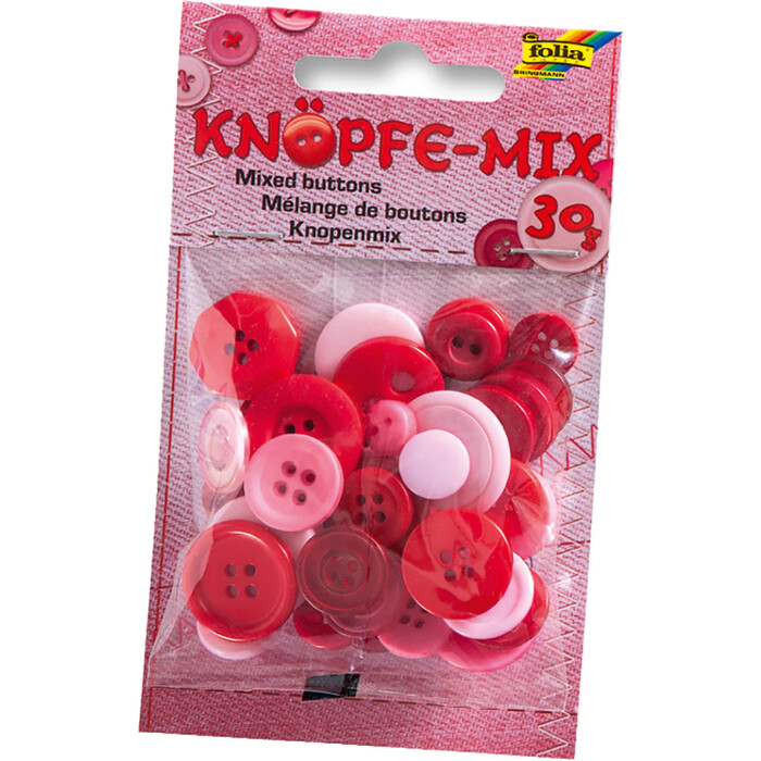 Knöpfe - Rot, Ton in Ton Mix, 30g