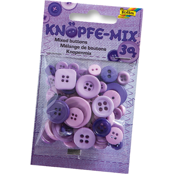 Knöpfe - Lila, Ton in Ton Mix, 30g