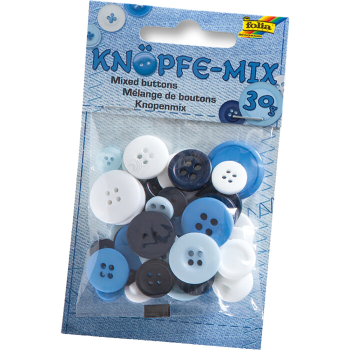 Knöpfe - Blau, Ton in Ton Mix, 30g