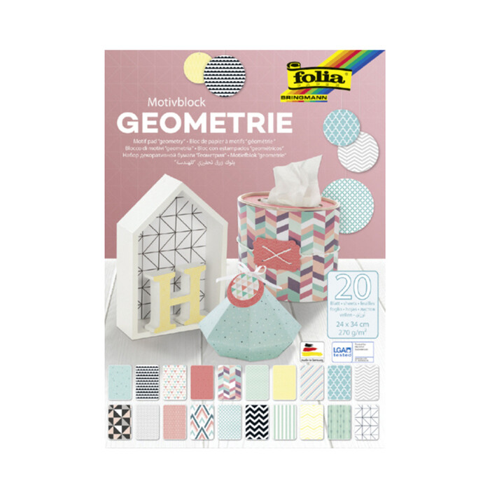 FOLIA Motivblock Geometrie 24 x 34 cm 20 Blatt bunt