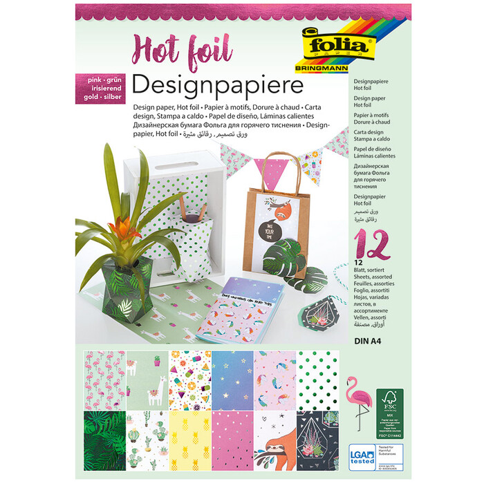 FOLIA Designpapierblock Hotfoil II A4 12 Blatt bunt