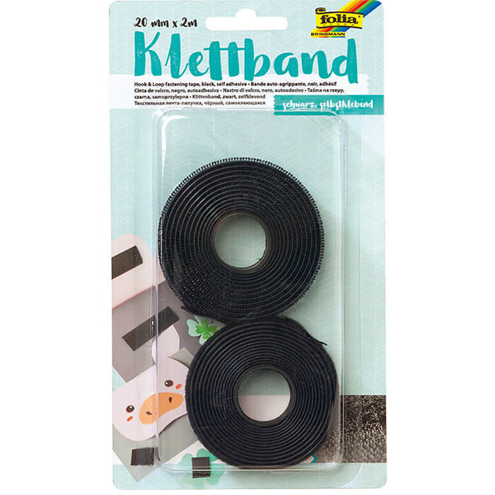 FOLIA Klettband selbstklebend 20 mm x 2 m schwarz