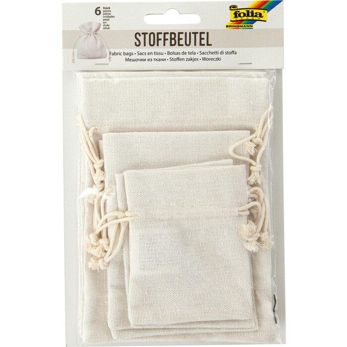 FOLIA Stoffbeutel 6 Stück natur