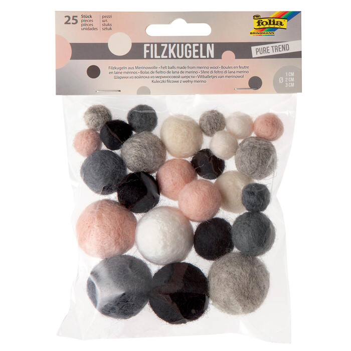 FOLIA Filzkugeln Pure Trend 25 Stück mehrere Farben