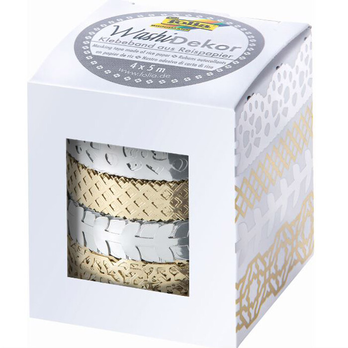 FOLIA Washi-Dekor Hotfoil 4 Stück gold/silber