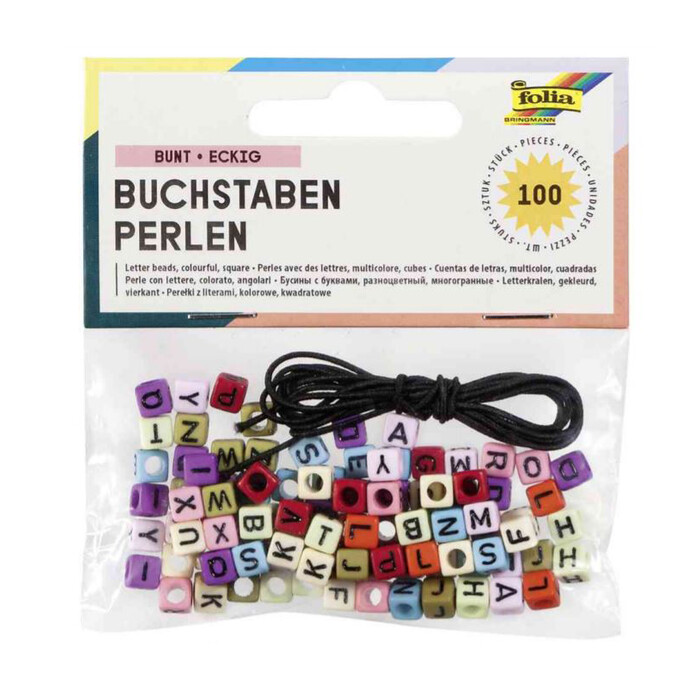 FOLIA Buchstaben-Perlen 100 Stück mehrere Farben