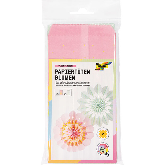 FOLIA Papiertüten für Dekoblumen Sweet Blossom rosa/mint