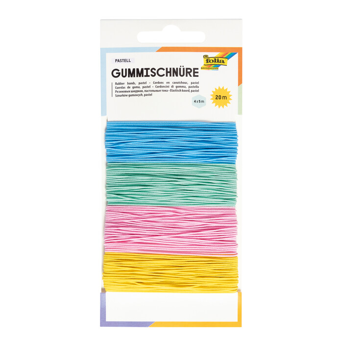 FOLIA Gummischnüre 4 x 5 m mehrere Pastellfarben