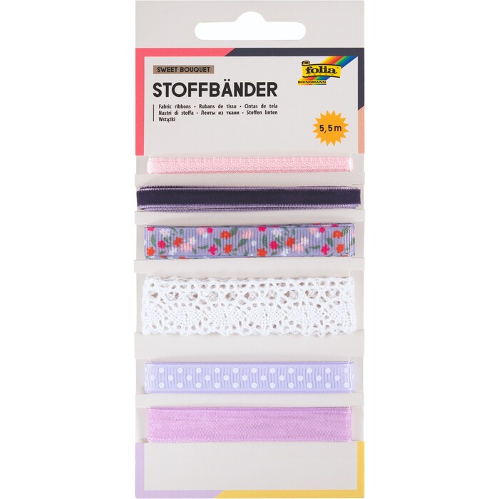 FOLIA Stoffbänder-Mix Sweet Bouquet 6 Stück bunt
