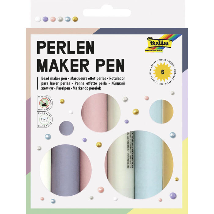 FOLIA Perlen Marker Set 6 Stück mehrere Farben