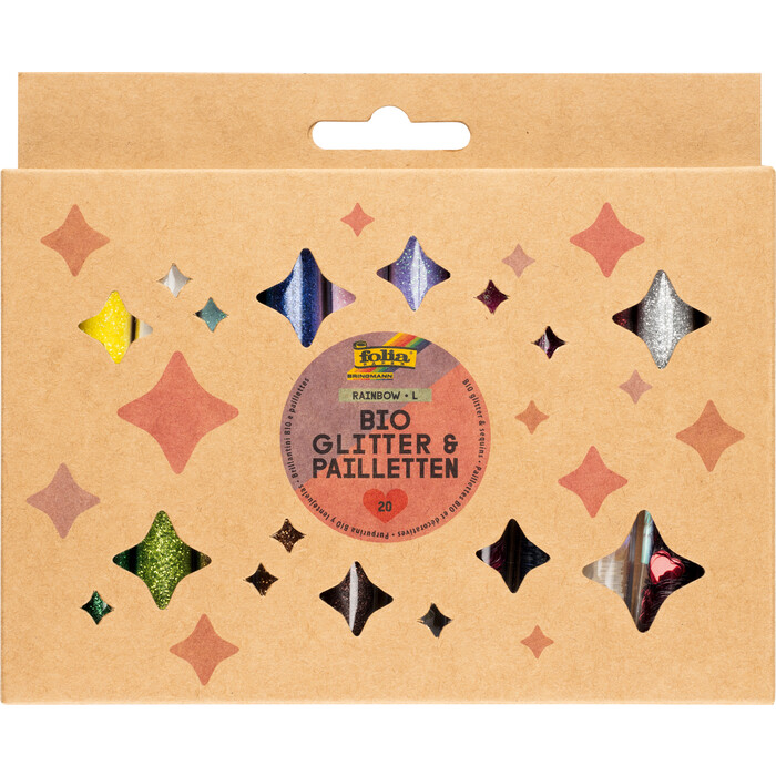 FOLIA Bio Glitter & Pailletten 20 Dosen mehrere Farben