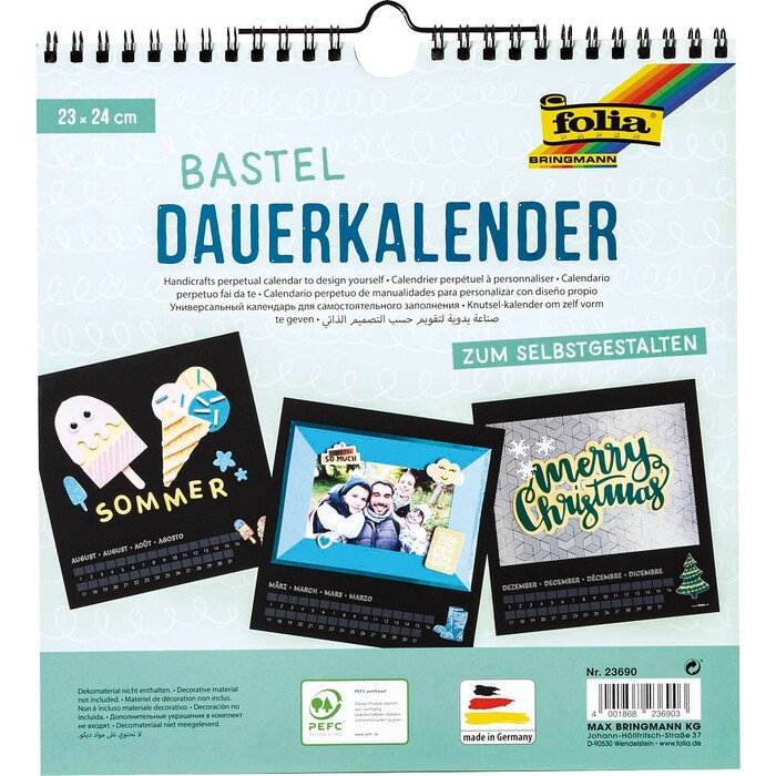 FOLIA Bastel-Dauerkalender 23 x 24 cm schwarz