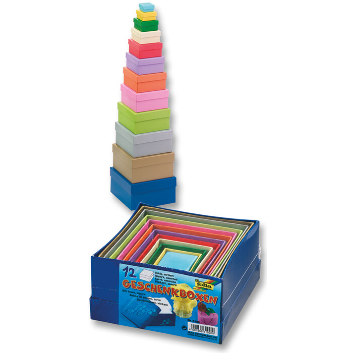 FOLIA Bastelboxen-Set 12 Teile mehrere Farben