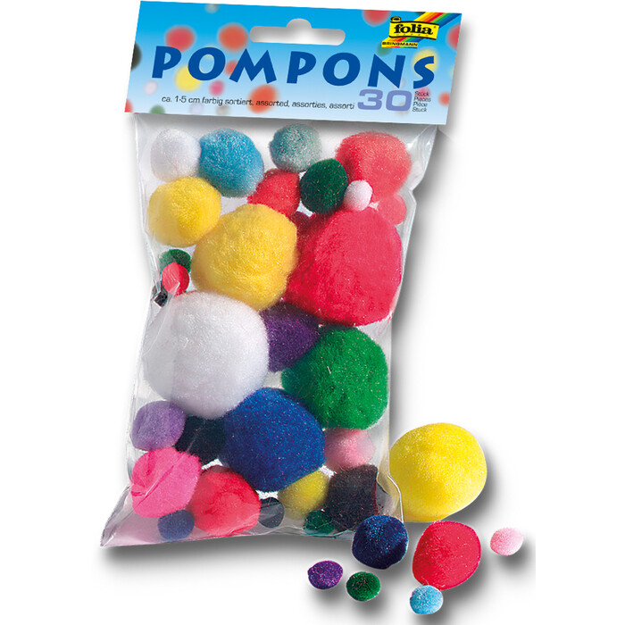 FOLIA Pompons 30 Stück mehrere Farben