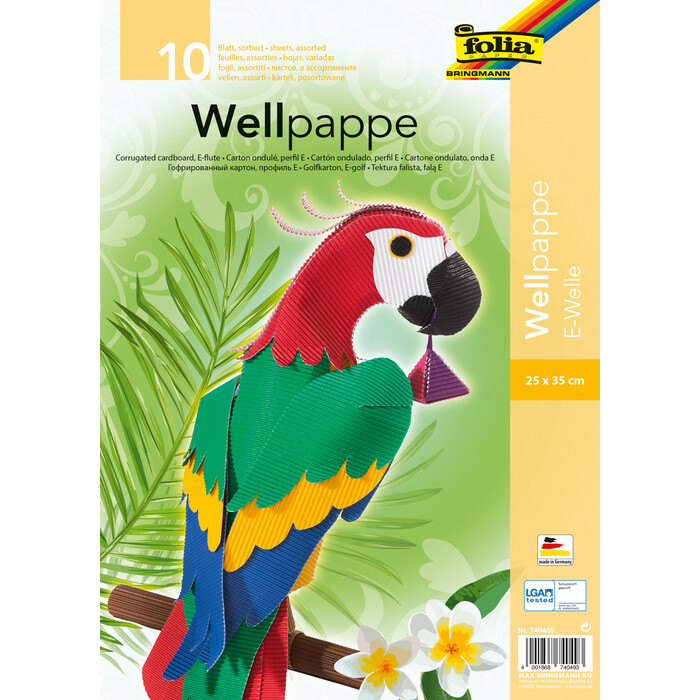 FOLIA Wellpappe 25 x 35 cm 10 Bögen mehrere Farben